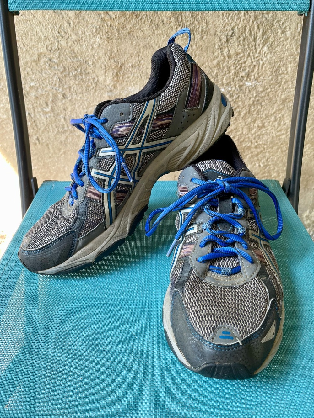 Asics Gel-Venture 5 Men’s Grey & Blue Trail Running Shoes (9.5)